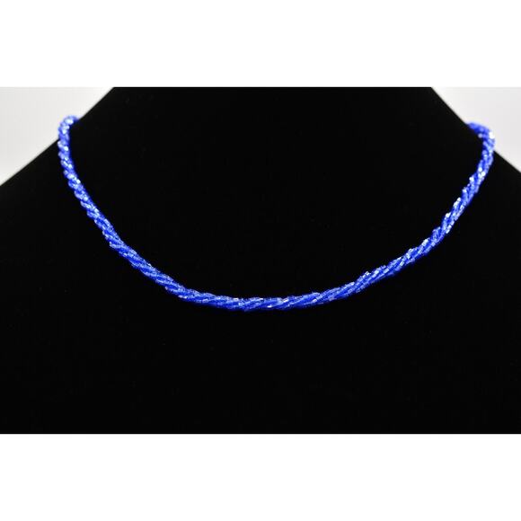 Nolan Miller Vintage Necklace Beaded Collar Metallic Royal Blue Signed BinP - Picture 1 of 12